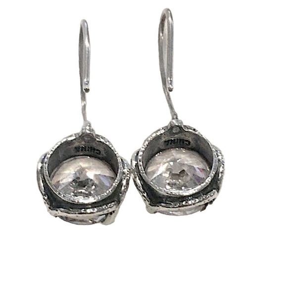 SILPADA Sterling Silver Faceted Round Cut Cubic Zirconia Center Stage Earrings - Picture 10 of 10